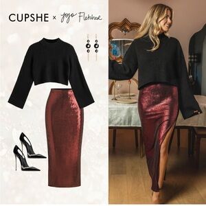 JoJo Red Wine Maxi Skirt NWT